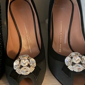 Giuseppe Zanotti Black Heels with Crystal Accents